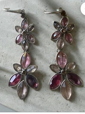 Ellen Tracy Pink Multi-Gem Flower Drop Earrings!